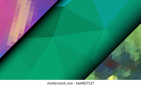  Diseño geométrico. Fondo de mosaico degradado colorido. Triángulo geométrico, mosaico, fondo abstracto. Mosaico, fondo de color. Textura de mosaico. El efecto del vidrio manchado. Vector EPS 10
