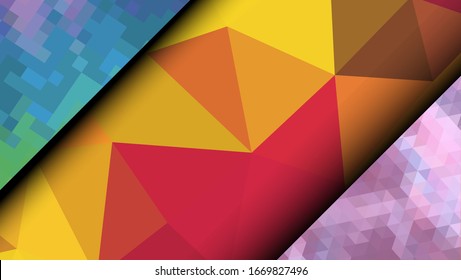  Diseño geométrico. Fondo de mosaico degradado colorido. Triángulo geométrico, mosaico, fondo abstracto. Mosaico, fondo de color. Textura de mosaico. El efecto del vidrio manchado. Vector EPS 10