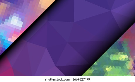  Geometrisches Design. Farbige Farbverlauf-Mosaik-Hintergrund. Geometrisches Dreieck, Mosaik, abstrakter Hintergrund. Mosaik, farbiger Hintergrund. Mosaikstruktur. Die Wirkung von Buntglas. EPS10-Vektorillustration