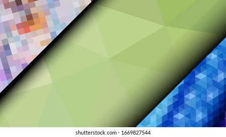  Geometrisches Design. Farbige Farbverlauf-Mosaik-Hintergrund. Geometrisches Dreieck, Mosaik, abstrakter Hintergrund. Mosaik, farbiger Hintergrund. Mosaikstruktur. Die Wirkung von Buntglas. EPS10-Vektorillustration