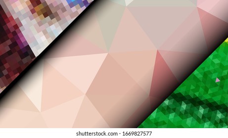  Diseño geométrico. Fondo de mosaico degradado colorido. Triángulo geométrico, mosaico, fondo abstracto. Mosaico, fondo de color. Textura de mosaico. El efecto del vidrio manchado. Vector EPS 10