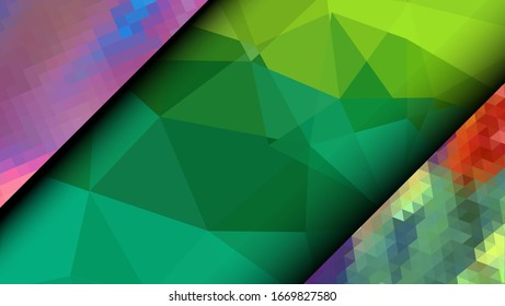  Diseño geométrico. Fondo de mosaico degradado colorido. Triángulo geométrico, mosaico, fondo abstracto. Mosaico, fondo de color. Textura de mosaico. El efecto del vidrio manchado. Vector EPS 10