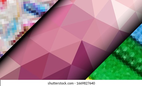  Diseño geométrico. Fondo de mosaico degradado colorido. Triángulo geométrico, mosaico, fondo abstracto. Mosaico, fondo de color. Textura de mosaico. El efecto del vidrio manchado. Vector EPS 10