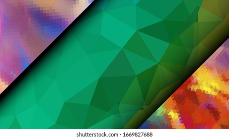  Diseño geométrico. Fondo de mosaico degradado colorido. Triángulo geométrico, mosaico, fondo abstracto. Mosaico, fondo de color. Textura de mosaico. El efecto del vidrio manchado. Vector EPS 10