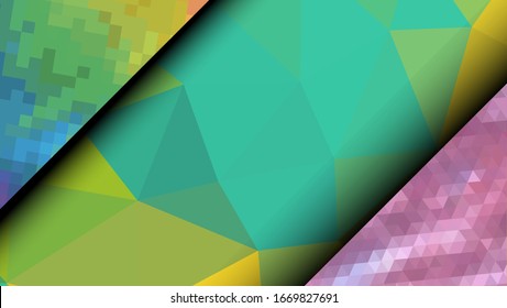  Diseño geométrico. Fondo de mosaico degradado colorido. Triángulo geométrico, mosaico, fondo abstracto. Mosaico, fondo de color. Textura de mosaico. El efecto del vidrio manchado. Vector EPS 10
