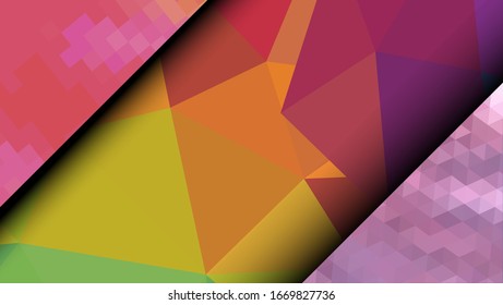  Diseño geométrico. Fondo de mosaico degradado colorido. Triángulo geométrico, mosaico, fondo abstracto. Mosaico, fondo de color. Textura de mosaico. El efecto del vidrio manchado. Vector EPS 10