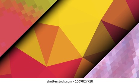  Diseño geométrico. Fondo de mosaico degradado colorido. Triángulo geométrico, mosaico, fondo abstracto. Mosaico, fondo de color. Textura de mosaico. El efecto del vidrio manchado. Vector EPS 10
