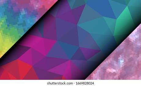 Geometric design. Colorful gradient mosaic background. Geometric triangle, mosaic, abstract background. Mosaic, color background. Mosaic texture. The effect of stained glass. EPS 10 Vector