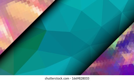  Diseño geométrico. Fondo de mosaico degradado colorido. Triángulo geométrico, mosaico, fondo abstracto. Mosaico, fondo de color. Textura de mosaico. El efecto del vidrio manchado. Vector EPS 10