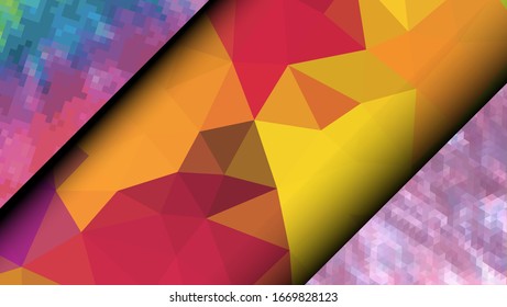  Diseño geométrico. Fondo de mosaico degradado colorido. Triángulo geométrico, mosaico, fondo abstracto. Mosaico, fondo de color. Textura de mosaico. El efecto del vidrio manchado. Vector EPS 10