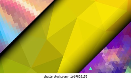  Diseño geométrico. Fondo de mosaico degradado colorido. Triángulo geométrico, mosaico, fondo abstracto. Mosaico, fondo de color. Textura de mosaico. El efecto del vidrio manchado. Vector EPS 10