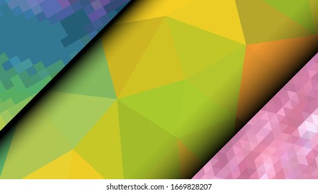  Geometrisches Design. Farbige Farbverlauf-Mosaik-Hintergrund. Geometrisches Dreieck, Mosaik, abstrakter Hintergrund. Mosaik, farbiger Hintergrund. Mosaikstruktur. Die Wirkung von Buntglas. EPS10-Vektorillustration