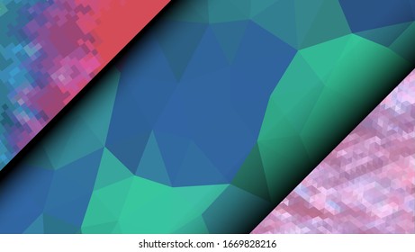  Diseño geométrico. Fondo de mosaico degradado colorido. Triángulo geométrico, mosaico, fondo abstracto. Mosaico, fondo de color. Textura de mosaico. El efecto del vidrio manchado. Vector EPS 10
