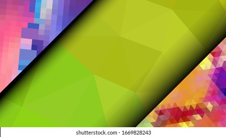  Diseño geométrico. Fondo de mosaico degradado colorido. Triángulo geométrico, mosaico, fondo abstracto. Mosaico, fondo de color. Textura de mosaico. El efecto del vidrio manchado. Vector EPS 10