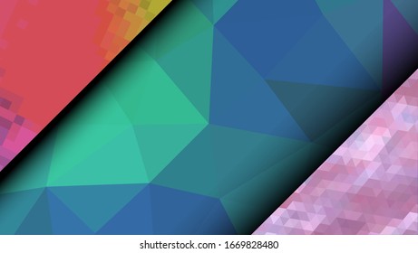  Diseño geométrico. Fondo de mosaico degradado colorido. Triángulo geométrico, mosaico, fondo abstracto. Mosaico, fondo de color. Textura de mosaico. El efecto del vidrio manchado. Vector EPS 10