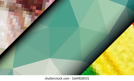  Diseño geométrico. Fondo de mosaico degradado colorido. Triángulo geométrico, mosaico, fondo abstracto. Mosaico, fondo de color. Textura de mosaico. El efecto del vidrio manchado. Vector EPS 10