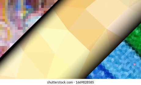  Diseño geométrico. Fondo de mosaico degradado colorido. Triángulo geométrico, mosaico, fondo abstracto. Mosaico, fondo de color. Textura de mosaico. El efecto del vidrio manchado. Vector EPS 10