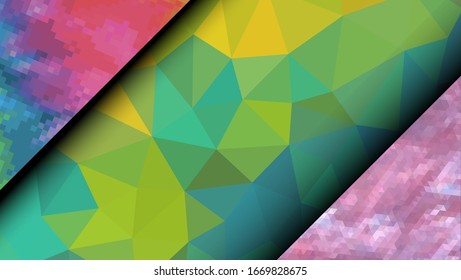 Geometric design. Colorful gradient mosaic background. Geometric triangle, mosaic, abstract background. Mosaic, color background. Mosaic texture. The effect of stained glass. EPS 10 Vector