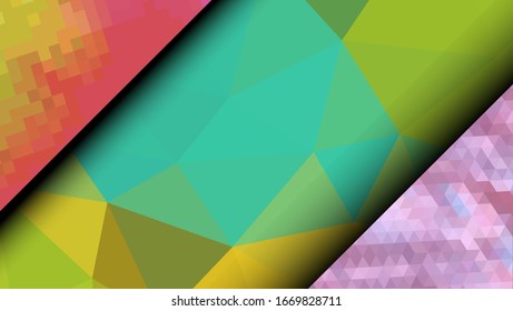  Diseño geométrico. Fondo de mosaico degradado colorido. Triángulo geométrico, mosaico, fondo abstracto. Mosaico, fondo de color. Textura de mosaico. El efecto del vidrio manchado. Vector EPS 10