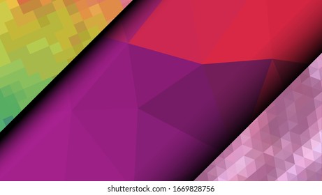  Diseño geométrico. Fondo de mosaico degradado colorido. Triángulo geométrico, mosaico, fondo abstracto. Mosaico, fondo de color. Textura de mosaico. El efecto del vidrio manchado. Vector EPS 10