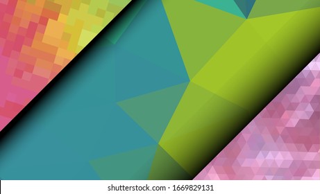  Diseño geométrico. Fondo de mosaico degradado colorido. Triángulo geométrico, mosaico, fondo abstracto. Mosaico, fondo de color. Textura de mosaico. El efecto del vidrio manchado. Vector EPS 10