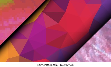  Geometrisches Design. Farbige Farbverlauf-Mosaik-Hintergrund. Geometrisches Dreieck, Mosaik, abstrakter Hintergrund. Mosaik, farbiger Hintergrund. Mosaikstruktur. Die Wirkung von Buntglas. EPS10-Vektorillustration