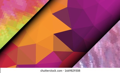  Diseño geométrico. Fondo de mosaico degradado colorido. Triángulo geométrico, mosaico, fondo abstracto. Mosaico, fondo de color. Textura de mosaico. El efecto del vidrio manchado. Vector EPS 10