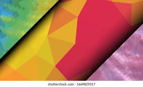 Geometric design. Colorful gradient mosaic background. Geometric triangle, mosaic, abstract background. Mosaic, color background. Mosaic texture. The effect of stained glass. EPS 10 Vector
