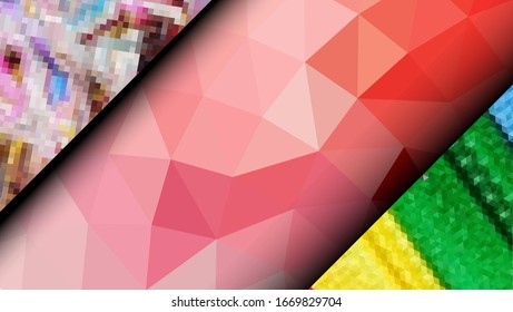  Diseño geométrico. Fondo de mosaico degradado colorido. Triángulo geométrico, mosaico, fondo abstracto. Mosaico, fondo de color. Textura de mosaico. El efecto del vidrio manchado. Vector EPS 10