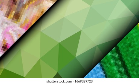 Geometric design. Colorful gradient mosaic background. Geometric triangle, mosaic, abstract background. Mosaic, color background. Mosaic texture. The effect of stained glass. EPS 10 Vector