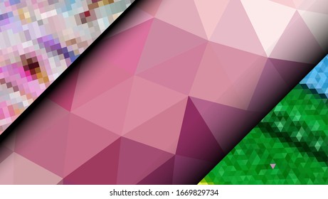  Diseño geométrico. Fondo de mosaico degradado colorido. Triángulo geométrico, mosaico, fondo abstracto. Mosaico, fondo de color. Textura de mosaico. El efecto del vidrio manchado. Vector EPS 10