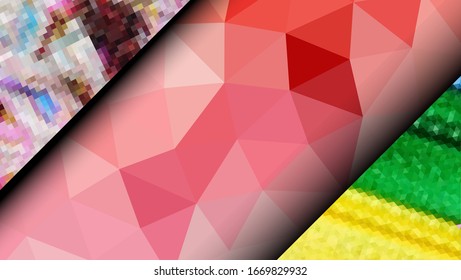 Diseño geométrico. Fondo de mosaico degradado colorido. Triángulo geométrico, mosaico, fondo abstracto. Mosaico, fondo de color. Textura de mosaico. El efecto del vidrio manchado. Vector EPS 10