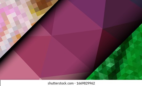  Diseño geométrico. Fondo de mosaico degradado colorido. Triángulo geométrico, mosaico, fondo abstracto. Mosaico, fondo de color. Textura de mosaico. El efecto del vidrio manchado. Vector EPS 10