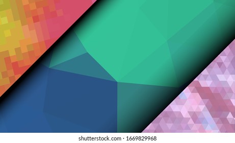  Diseño geométrico. Fondo de mosaico degradado colorido. Triángulo geométrico, mosaico, fondo abstracto. Mosaico, fondo de color. Textura de mosaico. El efecto del vidrio manchado. Vector EPS 10