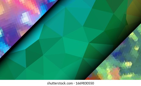  Diseño geométrico. Fondo de mosaico degradado colorido. Triángulo geométrico, mosaico, fondo abstracto. Mosaico, fondo de color. Textura de mosaico. El efecto del vidrio manchado. Vector EPS 10