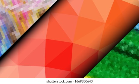  Diseño geométrico. Fondo de mosaico degradado colorido. Triángulo geométrico, mosaico, fondo abstracto. Mosaico, fondo de color. Textura de mosaico. El efecto del vidrio manchado. Vector EPS 10