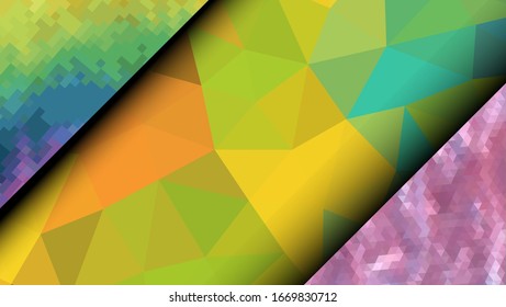 Geometric design. Colorful gradient mosaic background. Geometric triangle, mosaic, abstract background. Mosaic, color background. Mosaic texture. The effect of stained glass. EPS 10 Vector