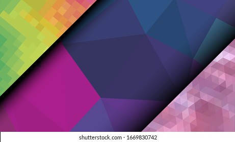 Geometric design. Colorful gradient mosaic background. Geometric triangle, mosaic, abstract background. Mosaic, color background. Mosaic texture. The effect of stained glass. EPS 10 Vector