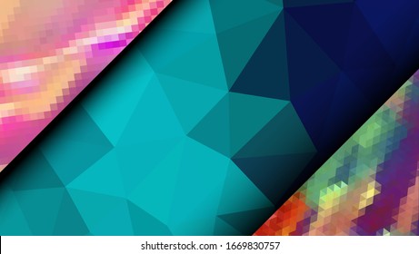  Geometrisches Design. Farbige Farbverlauf-Mosaik-Hintergrund. Geometrisches Dreieck, Mosaik, abstrakter Hintergrund. Mosaik, farbiger Hintergrund. Mosaikstruktur. Die Wirkung von Buntglas. EPS10-Vektorillustration