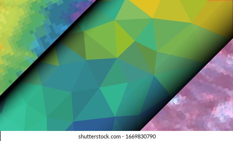 Diseño geométrico. Fondo de mosaico degradado colorido. Triángulo geométrico, mosaico, fondo abstracto. Mosaico, fondo de un color. Textura de mosaico. El efecto del vidrio manchado. Vector EPS 10