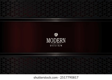 Geometric design in deep red with a ribbed frame and rim.