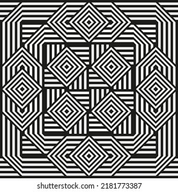 Geometrisches Design mit Diamantform in Schwarz-Weiß.