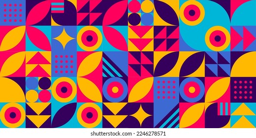 Geometric design element halftone graphic colorful shapes line vector shapes abstract mural background banner dot