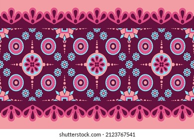 geometric design in fabric pattern on pink background Used to decorate fabrics and things.