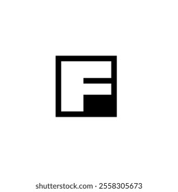 geometric design featuring a capital letter F centered within a square frame