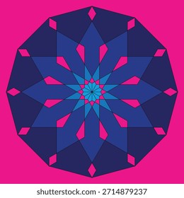 Geometric design featuring central blue star