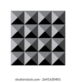 Geometric design featuring grayscale triangular patterns, creating a modern and symmetric abstract art style. Ideal for contemporary decor, backgrounds, or creative projects with a minimalist 