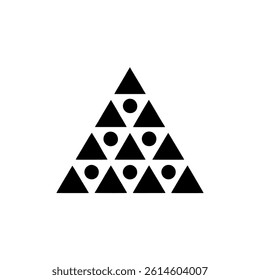 a geometric design featuring triangles and circles in a pyramid structure. a simple and modern abstract illustration.