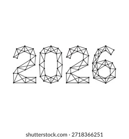 Diseño geométrico que presenta el año 2026 en un estilo de arte de línea