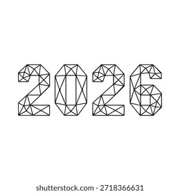 Diseño geométrico con el año 2026 en un estilo poligonal
